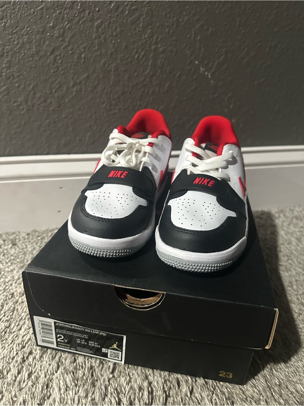 Air Jordan Legacy 312 Low Fire Red Kids 2Y – New in Box